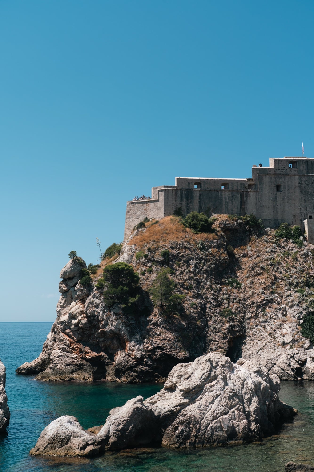 The Adriatic breaking on the rocks below the city walls, Dubrovnik