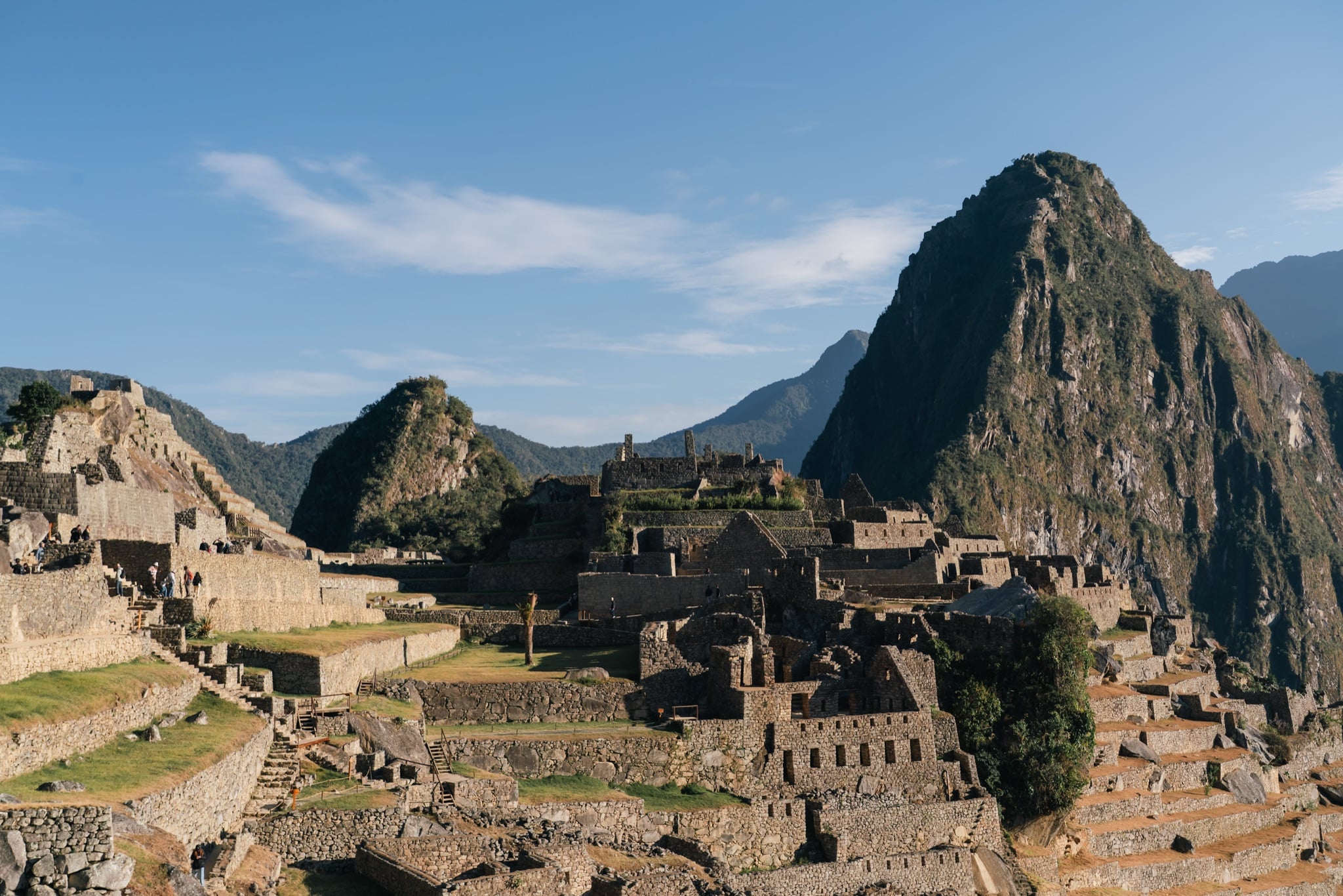 Agricultural terraces stepping down toward the citadel