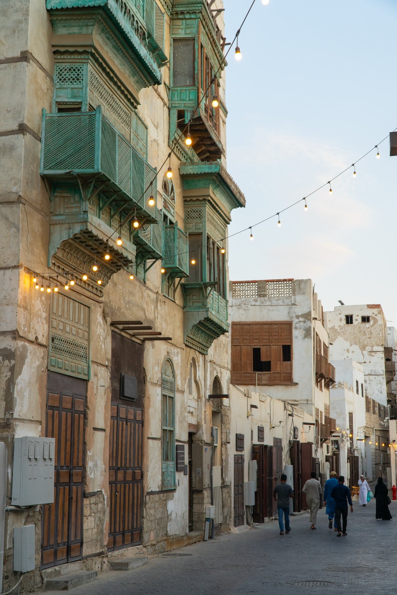 Timber-shuttered rawashin balconies of historic Jeddah